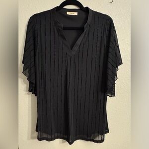 Timeson Women’s M Short Sleeve Blouse black square size Medium Lined